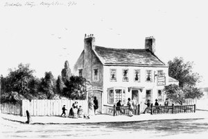 Veduta della Yorkshire Stingo Public House a Paddington, 1860-1859 (disegno) da Thomas Hosmer Shepherd