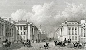 Waterloo Place e parte di Regent Street, pub.1828 da Thomas Hosmer Shepherd
