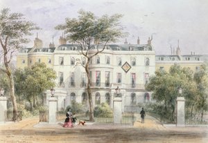 Facciata ovest della casa di Sir Robert Peel nel Privy Garden (1788-1850) 1851 da Thomas Hosmer Shepherd