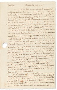 Lettera autografa a John Page, Filadelfia, 30 luglio 1776 da Thomas Jefferson