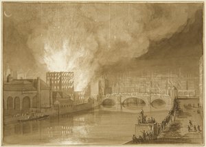 Incendio alla Vecchia Zuccheriera, Tucker Street da Thomas Leeson the Elder Rowbotham