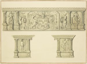 Fregio sul caminetto al 15 di Broad Street da Thomas Leeson the Elder Rowbotham