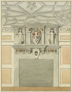 Interno con camino della casa del sacrestano, Whitson Court da Thomas Leeson the Elder Rowbotham