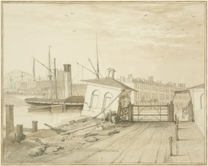 Cedimento della casa del pedaggio, sul ponte di Prince Street, 1828 da Thomas Leeson the Elder Rowbotham