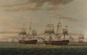 Un indiaman e un due ponti in attesa, detto Thomas Dumar, Esq. nella nave H.M. 