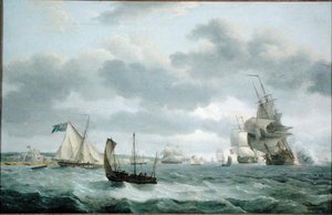 Navi da guerra e altre navi in una brezza al largo di Dover da Thomas Luny
