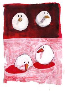 Uccelli in bianco e nero su rosso da Thomas MacGregor