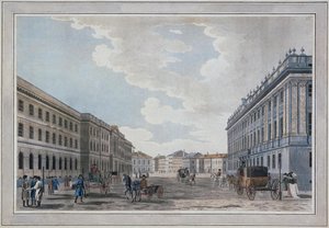 Vista di Millionnaya Street e del Palazzo di Marmo attraverso il Campo di Marte da Thomas Malton the Elder