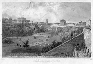 Cimitero di San Giacomo, Liverpool, vista verso nord, XIX secolo