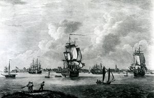 Veduta di Charles Town, capitale della Carolina del Sud in Nord America, inciso da Pierre Charles Canot da Thomas Mellish