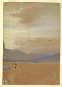 Disegno, Pianura americana con catena montuosa in lontananza, prima del 1872 da Thomas Moran