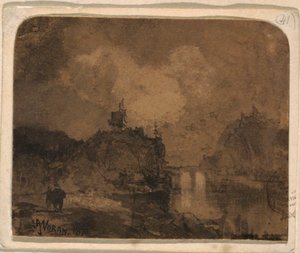 Disegno, scena di fiume, Grand Canyon, Colorado, 1870 da Thomas Moran