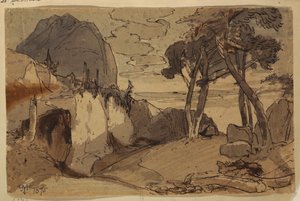 Disegno, Strada in un paesaggio montano, 1875 da Thomas Moran