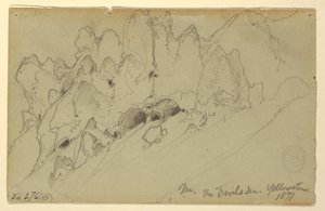 Disegno, La tana del diavolo, Yellowstone, 1871 da Thomas Moran