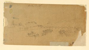 Disegno, I Tetons, visti dalla pianura, 28 agosto 1879 da Thomas Moran