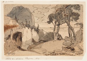 Strada in un paesaggio montano da Thomas Moran
