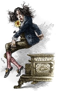 Caricatura di Oscar Wilde (1854-1900), vestito da dandy, realizzata durante il suo viaggio negli Stati Uniti nel 1882. Disegno di Thomas Nast (1840-1902) in 