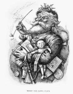 Vecchio Babbo Natale allegro, inciso dall