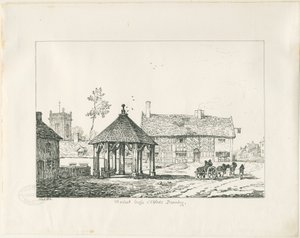 Abbots Bromley - Croce del mercato Tudor e casa