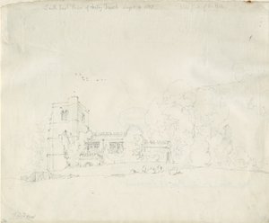 Chiesa di Arley: disegno a matita, 4 settembre 1837 da Thomas Peploe Wood