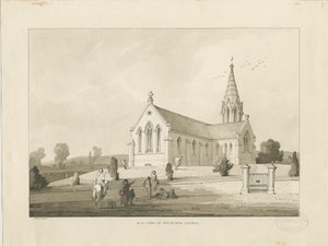 Cappella di Brereton: [Chiesa di San Michele, Brereton] disegno a lavaggio, 1838 da Thomas Peploe Wood