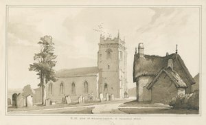 Chiesa e canonica di Milwich: disegno a penna e lavaggio da Thomas Peploe Wood