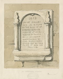 Chiesa di Seighford - Tavoletta di pietra per Edward Bowyer da Thomas Peploe Wood