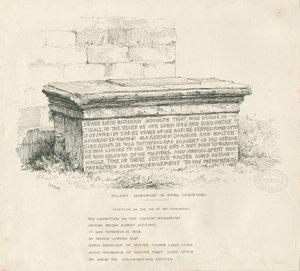 Tixall - Tomba a tavola nel cimitero della chiesa: disegno a penna e inchiostro