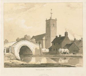 Wednesfield Church e Ponte: disegno a seppia, 1837 da Thomas Peploe Wood