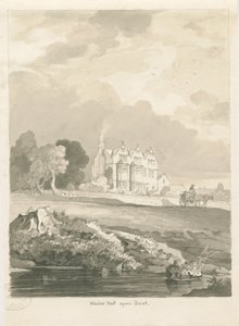 Weston-on-Trent - Hall: disegno a seppia da Thomas Peploe Wood