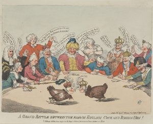 (La) Grande battaglia tra il famoso gallo inglese e la gallina russa! da Thomas Rowlandson