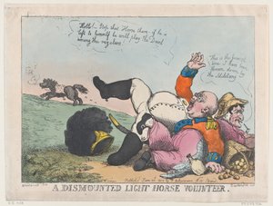 Un volontario della cavalleria leggera smontato, 30 giugno 1804 da Thomas Rowlandson