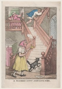 Una zia nubile che sente odore di fuoco, 4 maggio 1806 da Thomas Rowlandson