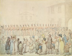 Una rassegna della milizia del Northamptonshire a Brackley, Northants da Thomas Rowlandson