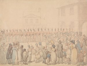 Una rassegna della milizia di Northampton a Brackley da Thomas Rowlandson