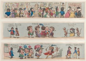 Una scena in Pizzaro, bordi grotteschi per stanze e saloni da Thomas Rowlandson