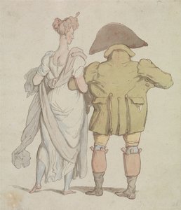 Un cervo anziano che cammina con una signora da Thomas Rowlandson