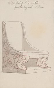 Sedile antico in marmo bianco, riproduzione fedele dell’originale conservato a Roma da Thomas Rowlandson