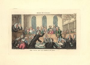 Essere nervoso e interrogato dal signor Garrow da Thomas Rowlandson