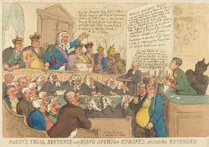 Il processo, la sentenza e il discorso di morte di Boney da Thomas Rowlandson