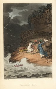 Baia di Cornelian: donne in stile Regency a un picnic sorprese da una tempesta improvvisa da Thomas Rowlandson
