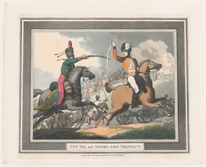 Taglio Sei e Protezione del Braccio con Spada, 1 settembre 1798 da Thomas Rowlandson