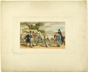 Il dottor Syntax vende Grizzle, da Il tour del dottor Syntax da Thomas Rowlandson