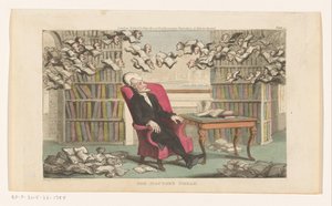 Il dottor Syntax dorme in una biblioteca