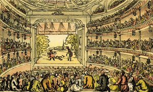 Dr Syntax al Covent Garden Theatre da Thomas Rowlandson