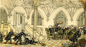 Il dottor Syntax intrattenuto al college da Thomas Rowlandson