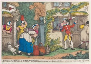 Morire per amore, o Capitano Careless, colpito al volo da una ragazza di quindici anni che inaspettatamente appare da Thomas Rowlandson