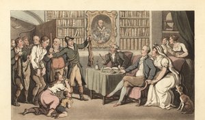 Gentiluomo inglese nel suo studio che ascolta un caso di bracconaggio da Thomas Rowlandson