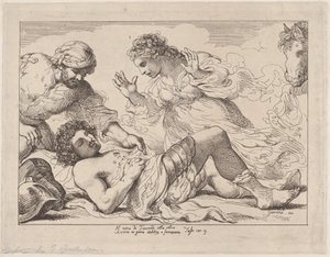 Erminia scopre il ferito Tancredi da Tasso, Gerusalemme Liberata, ca. 1790 da Thomas Rowlandson