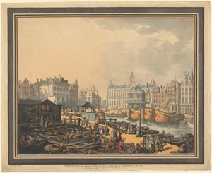 Feyge Dam, con parte del mercato del pesce ad Amsterdam da Thomas Rowlandson